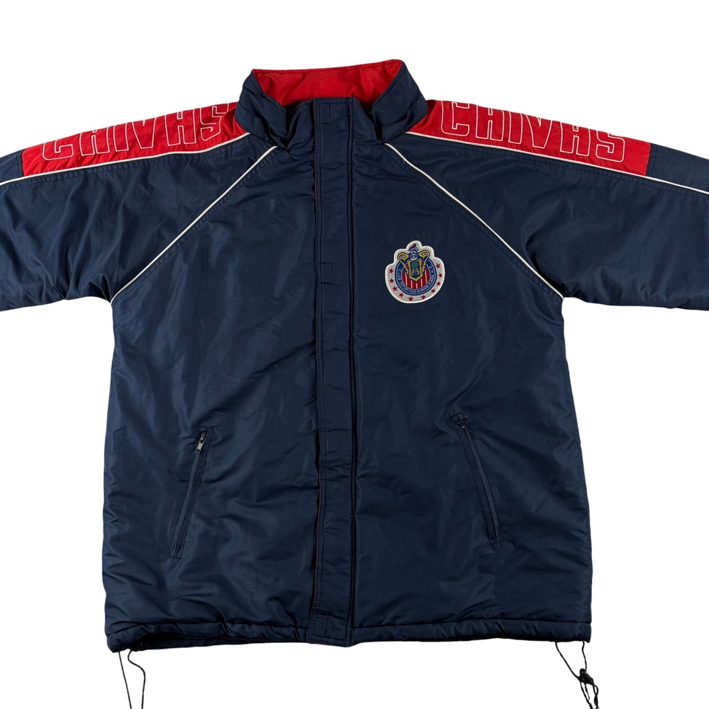 Vintage Chivas‎ World Soccer Jacket Mens L Blue Full Zip Y2K 90s Guadalajara VTG